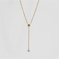 CZ Y Necklace for Women — 925 Sterling Silver, 18K Gold Plated, Cubic Zirconia Drop