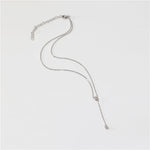 Load image into Gallery viewer, Dainty Cubic Zirconia Y-Necklace with Silver Plating