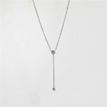 Load image into Gallery viewer, Dainty Cubic Zirconia Y-Necklace with Silver Plating