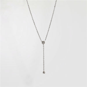CZ Y Necklace for Women — 925 Sterling Silver, Rhodium Plated, Cubic Zirconia Drop