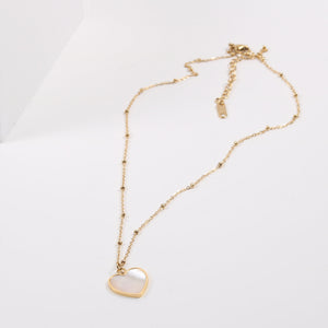 Shell Heart Necklace for Women — Natural Shell Pendant, Gold Plated Chain, Boho