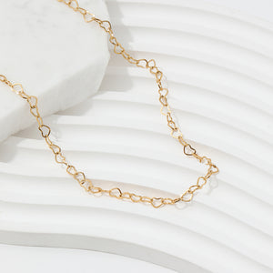 Heart Choker Necklace for Women — 18K Gold Plated, Hollow Heart Tennis Chain, Hypoallergenic