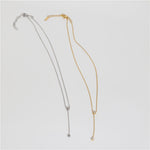 Load image into Gallery viewer, Dainty Cubic Zirconia Y-Necklace with Silver Plating