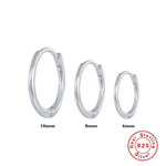 Load image into Gallery viewer, Thin Classic Sterling Silver Huggies in Silver