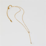 Load image into Gallery viewer, Dainty Cubic Zirconia Y-Necklace with 18K Gold Plating