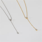 Load image into Gallery viewer, Dainty Cubic Zirconia Y-Necklace with 18K Gold Plating