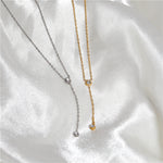 Load image into Gallery viewer, Dainty Cubic Zirconia Y-Necklace with 18K Gold Plating