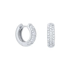 Load image into Gallery viewer, 925 Sterling Silver Hoop Huggie Dimond Earring in Silver