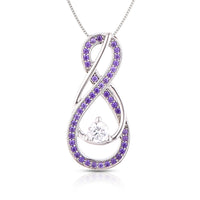 February Birthstone Necklace for Women — Amethyst Purple Infinity Pendant, 925 Sterling Silver