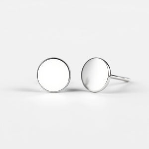 Flat back stud earrings in 925 sterling silver with smooth flat disc back for sensitive ears
