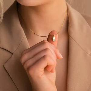 Initial Tag Necklace for Women — 18K Gold Plated, Personalized Letter Pendant