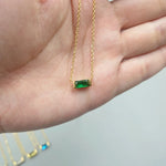 Load image into Gallery viewer, Dainty Baguette Birthstone CZ Charm Necklace
