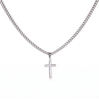 Men's cross necklace on an adjustable Cuban link chain in 316L stainless steel
