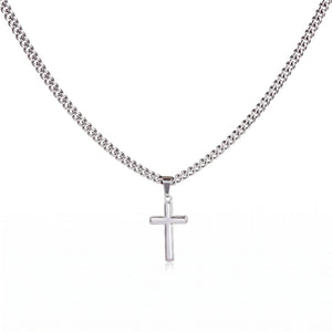 Men's cross necklace on an adjustable Cuban link chain in 316L stainless steel