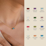 Load image into Gallery viewer, Dainty Baguette Birthstone CZ Charm Necklace