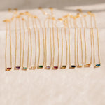 Load image into Gallery viewer, Dainty Baguette Birthstone CZ Charm Necklace