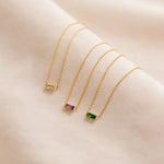 Load image into Gallery viewer, Dainty Baguette Birthstone CZ Charm Necklace