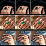 Lade Bild in die Galerieansicht, Mood ring color change chart — black stressed, green calm, blue happy
