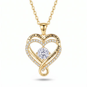 Love Knot Heart Necklace โ 18K gold-tone, white background