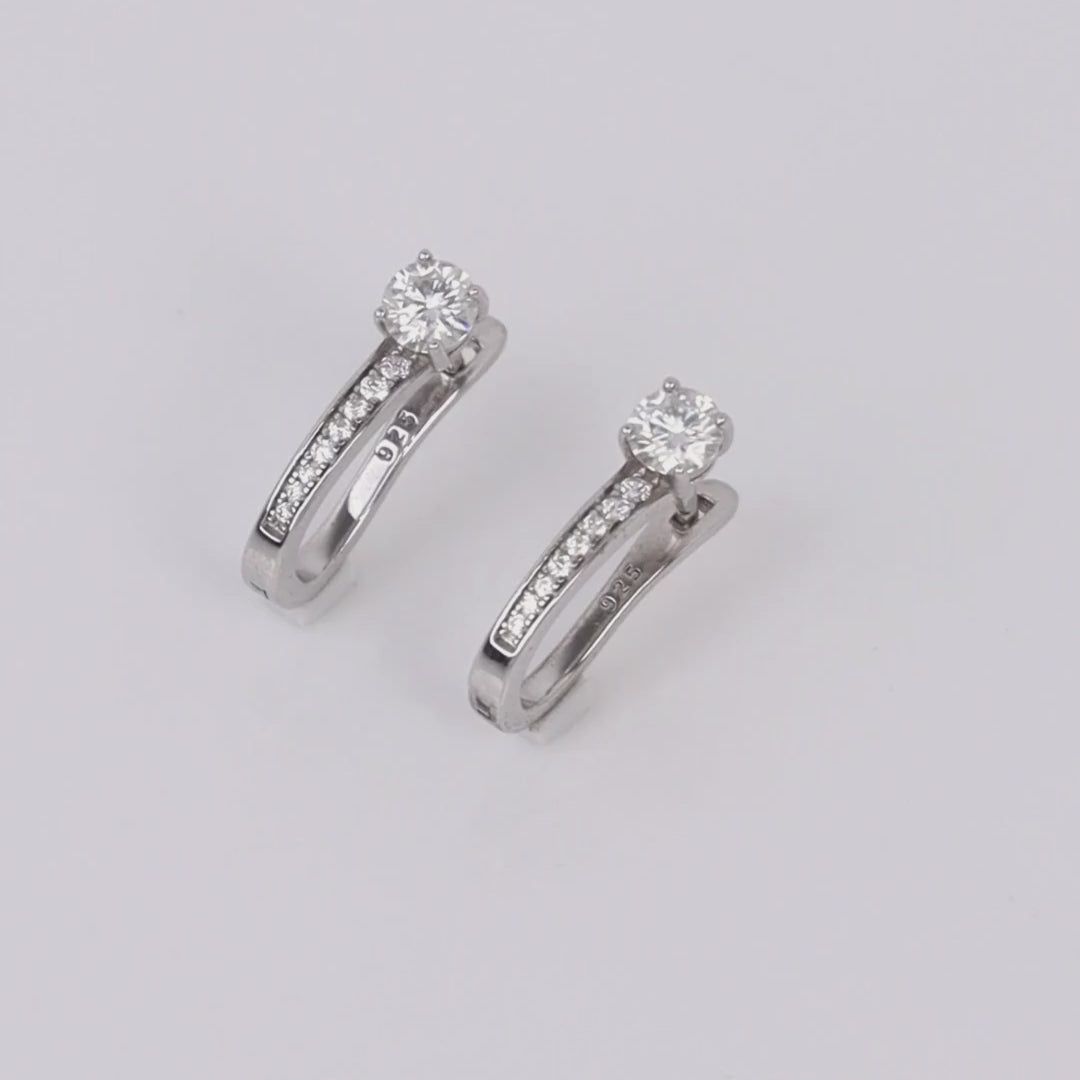 Moissanite Hoop Earrings in Silver | Elegant Jewelry | AJLuxe