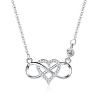 Micro Pave Heart Necklace for Women — 925 Sterling Silver, Infinity Design, CZ Stones