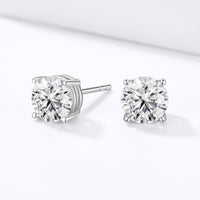 Round CZ Stud Earrings — 925 Sterling Silver, Hypoallergenic