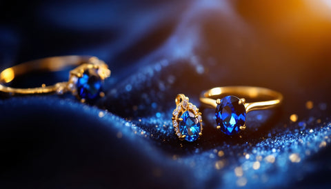 Blue sapphire ring and pendant representing the September birthstone