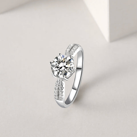 Sterling silver CZ engagement ring, an affordable Brilliant Earth alternative