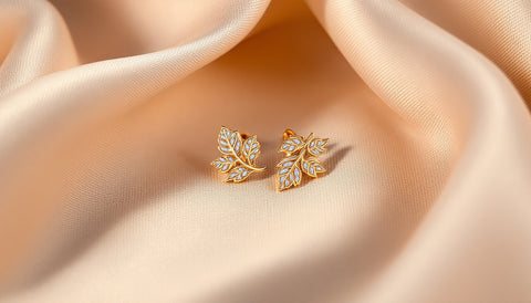 Leaf Stud Earrings in 925 sterling silver with 18K gold plating