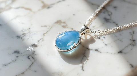Chalcedony meaning and properties — blue chalcedony pendant necklace