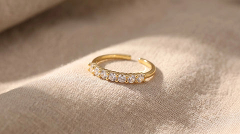 Sterling silver round CZ stacking ring, an everyday alternative to Costco's fine jewelry counter