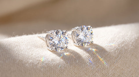 Sparkling cubic zirconia stud earrings in a 925 sterling silver setting