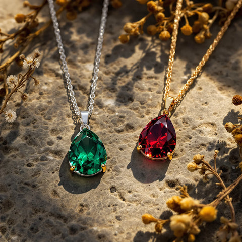 Earth signs astrology — Taurus, Virgo and Capricorn gemstone jewelry flatlay on natural stone