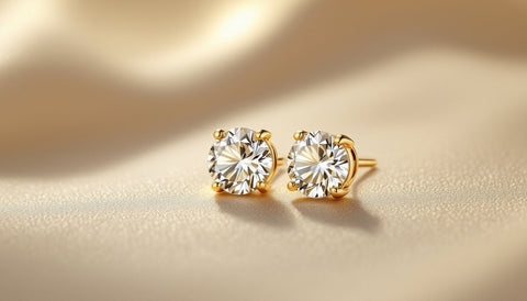 CZ Stud Earrings in 925 sterling silver with 18K gold plating