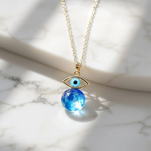 Evil eye necklace meaning — blue nazar amulet pendant on sterling silver chain