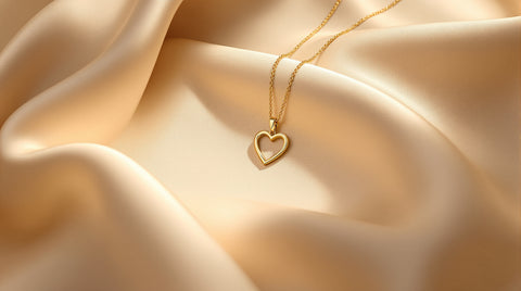 Delicate gold heart pendant necklace, 925 sterling silver with 18K gold plating