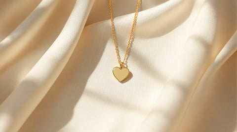 Minimalist gold heart pendant necklace, everyday 18K gold plated sterling silver