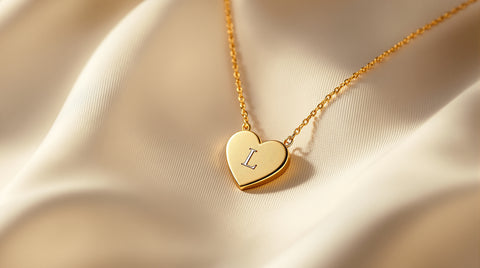 Delicate gold personalized initial heart pendant necklace