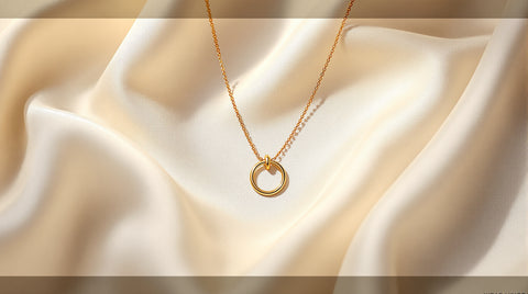 Dainty gold circle heart pendant necklace, 18K gold plated sterling silver