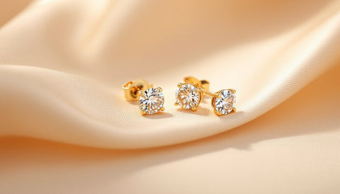 CZ Stud Earrings in 925 sterling silver with 18K gold plating
