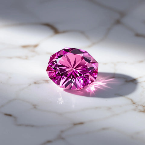 Pink sapphire meaning — faceted vivid pink sapphire gemstone