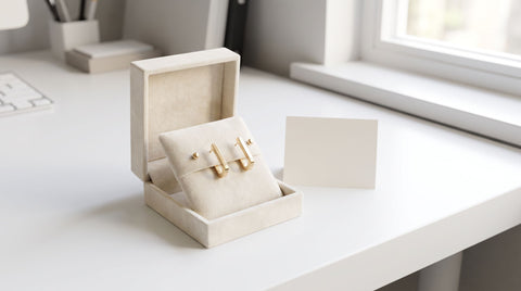Dainty gold stud earrings as a welcome to the team gift