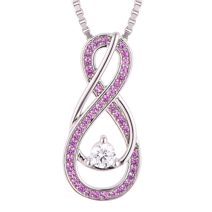 Birthstone Necklace: Tourmaline Pink, Sterling Silver