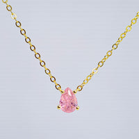 Pink Tourmaline Pendant Necklace for Women — Teardrop Stone, 925 Sterling Silver