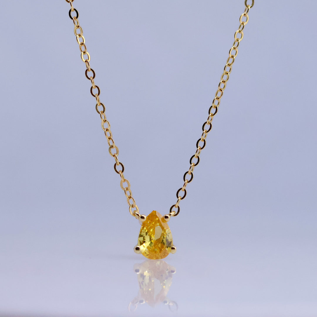 Citrine Water Drop Pendant Necklace