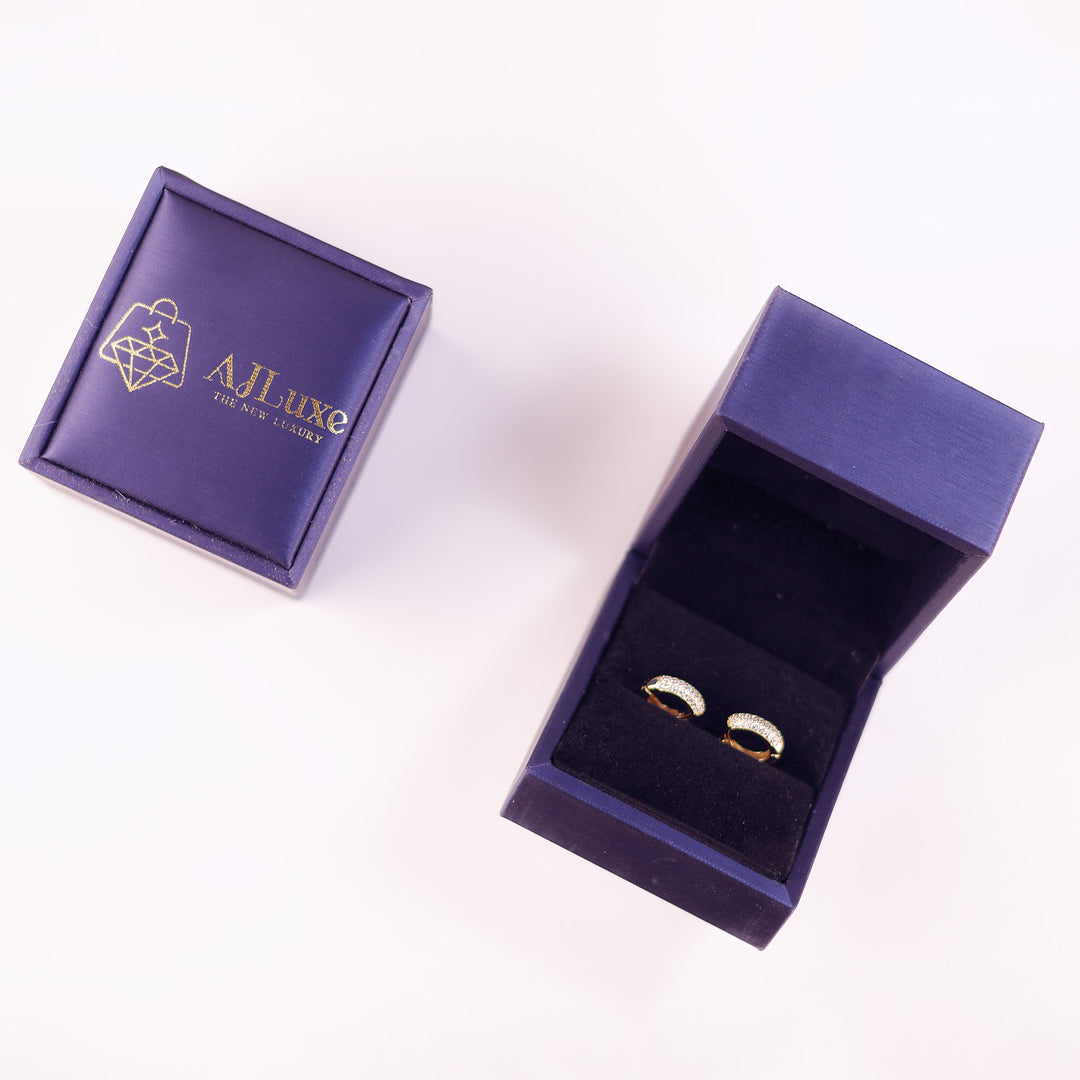 925 Sterling Silver Hoop Huggie Dimond Earring in Gold Plated