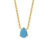 Teal Crystal Pendant Necklace for Women — Teardrop Stone, 925 Sterling Silver