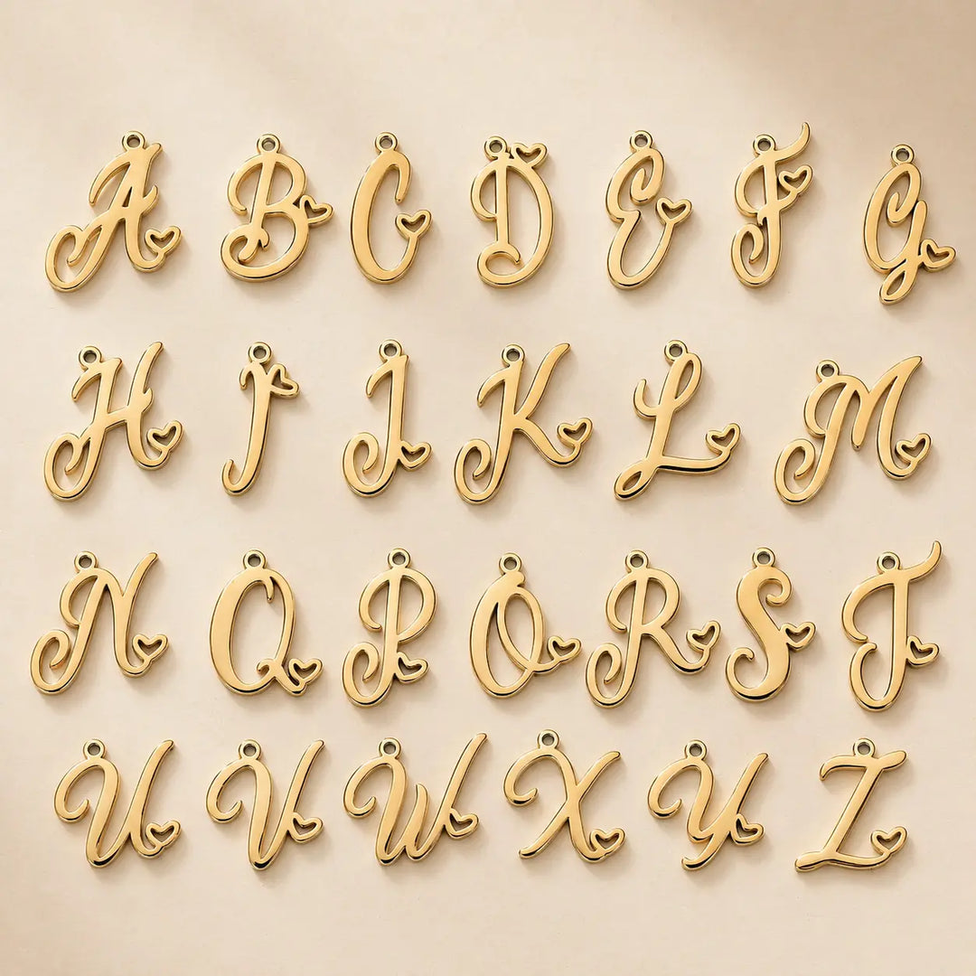 Heart initial necklace available in all 26 letters A to Z - 18K gold plated
