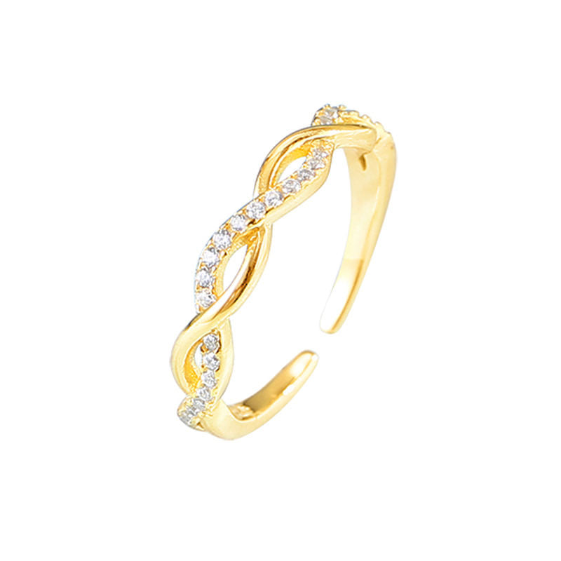 Sterling Silver 925 CZ Zircon Twisted Gold Rings