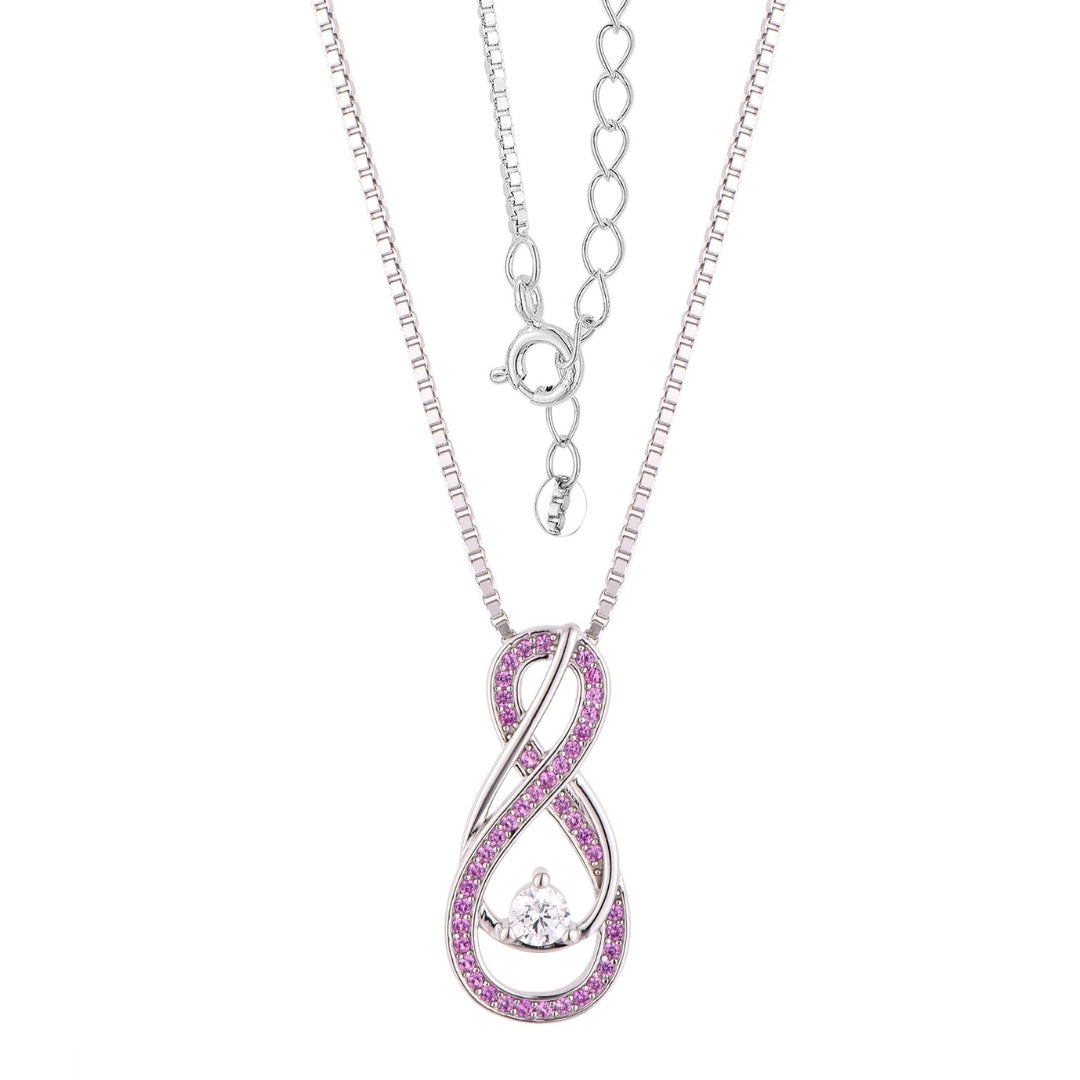 Pink Tourmaline Necklace with Infinity Design in 925 Sterling Silver